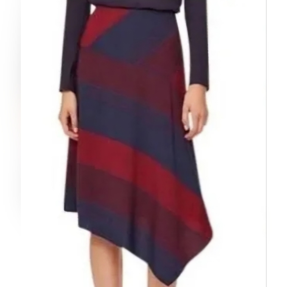 Tory Burch Lyon Striped asymmetrical skirt